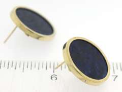 Beautiful Yellow Gold Lapis Bezel Earrings
