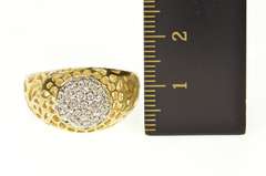 10K Yellow Gold Scroll Filigree Graduated Diamond Statement Ring