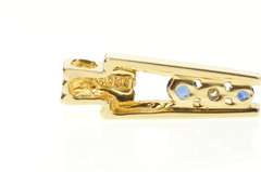 14K Yellow Gold 0.28 Ctw Sapphire Diamond Channel Bar Pendant