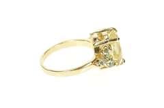14K Yellow Gold Quartz Blue Topaz Cluster Accent Cocktail Ring