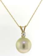 Pretty Yellow Gold 10mm Pearl Necklace