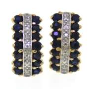 Lovely Sapphire and Diamond 3 Row Earrings