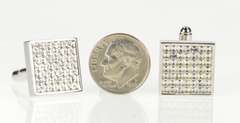 Sterling Silver Ermenegildo Zegna Square Cubic Zirconia Cuff Links