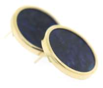 Beautiful Yellow Gold Lapis Bezel Earrings