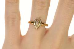 10K Yellow Gold Diamond Baguette Halo Engagement Ring