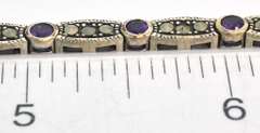 Vintage Sterling Silver Marcasite Amethyst Bracelet.