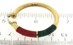 Wonderful Red & Green Enamel Hoop Earrings