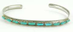 Early Native American Small Sterling Turquoise Cuff