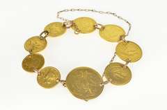 22K Yellow Gold 1849-1874 Gold Dollar Coin Love Token Bracelet