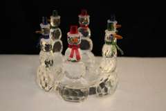 Crystal Snowman Pillar Candleholder