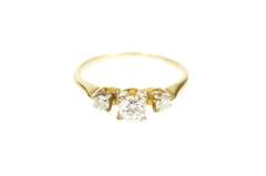 14K Yellow Gold Three Stone Diamond Classic Engagement Ring