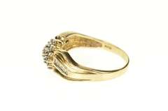 10K Yellow Gold Diamond Cluster Baguette Accent Bypass Ring