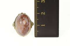 14K White Gold Red & White Agate Art Deco Filigree Cocktail Ring