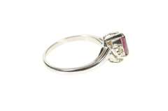 14K White Gold Marquise Ruby Diamond Accent Bypass Ring