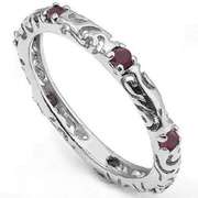 Genuine Ruby 925 Sterling Silver Eternity RingSilver Ring