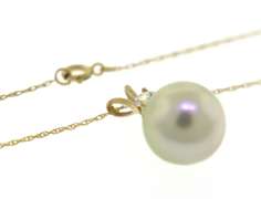 Pretty Yellow Gold 10mm Pearl Necklace