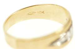 10K Yellow Gold Two Tone Graduated Men's Textured Band Ring