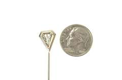 14K White Gold Art Deco Triangle Blue Topaz Ornate Stick Pin