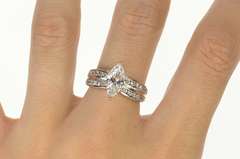 14K White Gold Marquise Cubic Zirconia Travel Engagement Ring