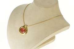 18K Yellow Gold Faith Etched Carnelian Words of Hope Love Pendant