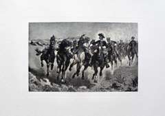 Frederic Remington, 'Dismounted' Etching