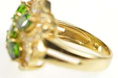14K Yellow Gold Ornate Green Tourmaline Diamond Cocktail Ring