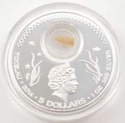 2014 Tokelau $5 Great White Shark 1 Oz .999 Silver Prooflike Coin Box