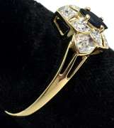 Stunning Art-Deco Inspired Sapphire & Diamond Ring in Yellow Gold