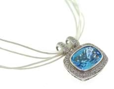 Fantastic Blue Topaz and Pave Diamond Pendant