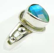 Sajen Green/Blue Rainbow Quartz Sterling Ring, 10.5