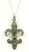 Sterling Pave Diamond Fleur-de-Lis Necklace