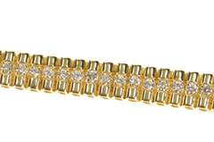 14K Yellow Gold 3.30 Ctw Diamond Curved Bar Link Tennis Bracelet