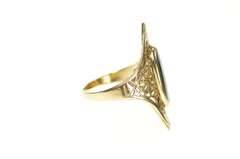 10K Yellow Gold Black Onyx Floral Filigree Art Deco Dinner Ring