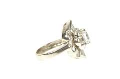14K White Gold Oval Baguette Ballerina Halo Travel Engagement Ring