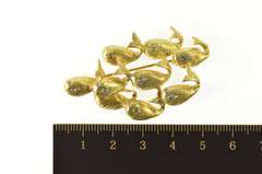 18K Yellow Gold Retro Whale Cluster Sapphire School of Fish Pin/Brooch