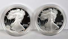 1986 S &1987 S Proof Silver Eagles With Boxs And Papers