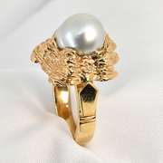 Unusual Gray Baroque Pearl Ring