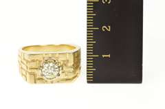 14K Yellow Gold 0.75 Ct Diamond Men's Geometric Statement Ring