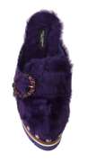 DOLCE & GABBANA  Purple Xiangao Fur Crystal Mules