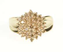 10K Yellow Gold Light Brown Diamond Cluster Statement Ring