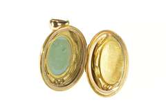 14K Yellow Gold 1960's Ornate Turquoise Photo Picture Locket Pendant