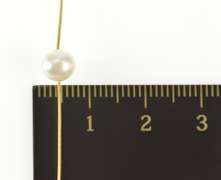 14K Yellow Gold 5.6mm Pearl Beaded Wire Link Chain Necklace