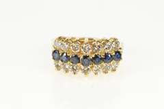 14K Yellow Gold 2.10 Ctw Tiered Sapphire Diamond Squared Ring
