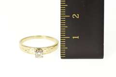14K Yellow Gold 0.20 Ct Diamond Hammered Band Engagement Ring