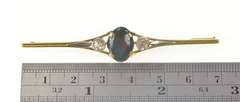 18K Yellow Gold Victorian Oval Bloodstone Diamond Bar Pin/Brooch