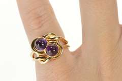 14K Yellow Gold Victorian Amethyst Cabochon Knot Statement Ring