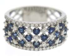 Gorgeous Sapphire & Diamond Open Wide Band