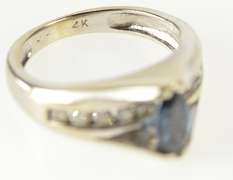 14K Yellow Gold 0.85 Ctw Marquise Sapphire Diamond Engagement Ring