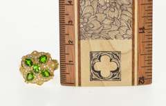 14K Yellow Gold Ornate Green Tourmaline Diamond Cocktail Ring