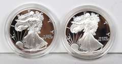 1986 S & 2001 W Proof Silver Eagles with Boxs Papers